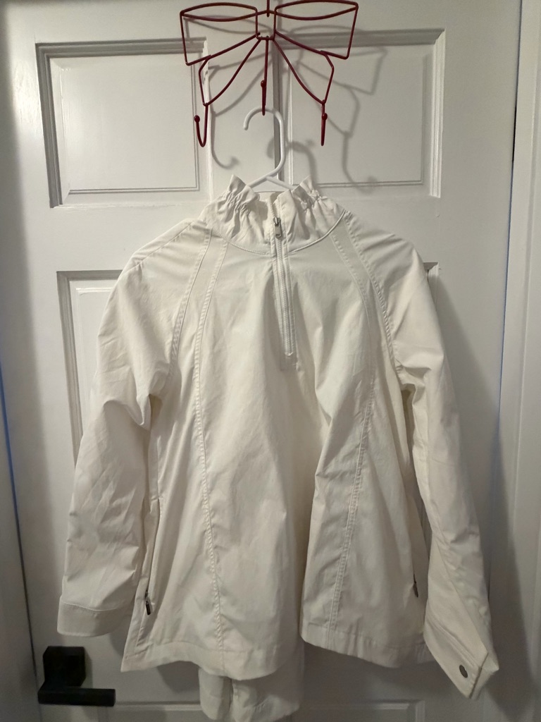 Athleta Cream/White Lightweight Half-Zip Jacket